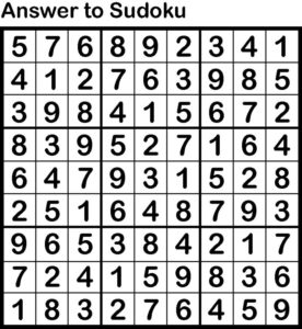 Answer to Sudoku May 2026