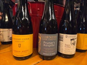 The cider lineup at Cornish Ciders