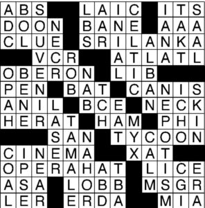 Crossword puzzle solution
