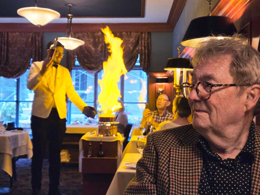 Flaming duck and Layne
