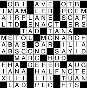Crossword puzzle solution