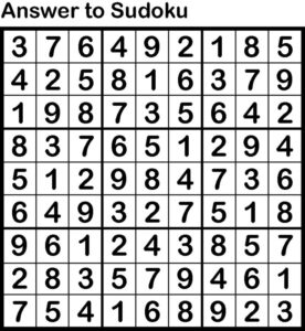 Answer to Sudoku